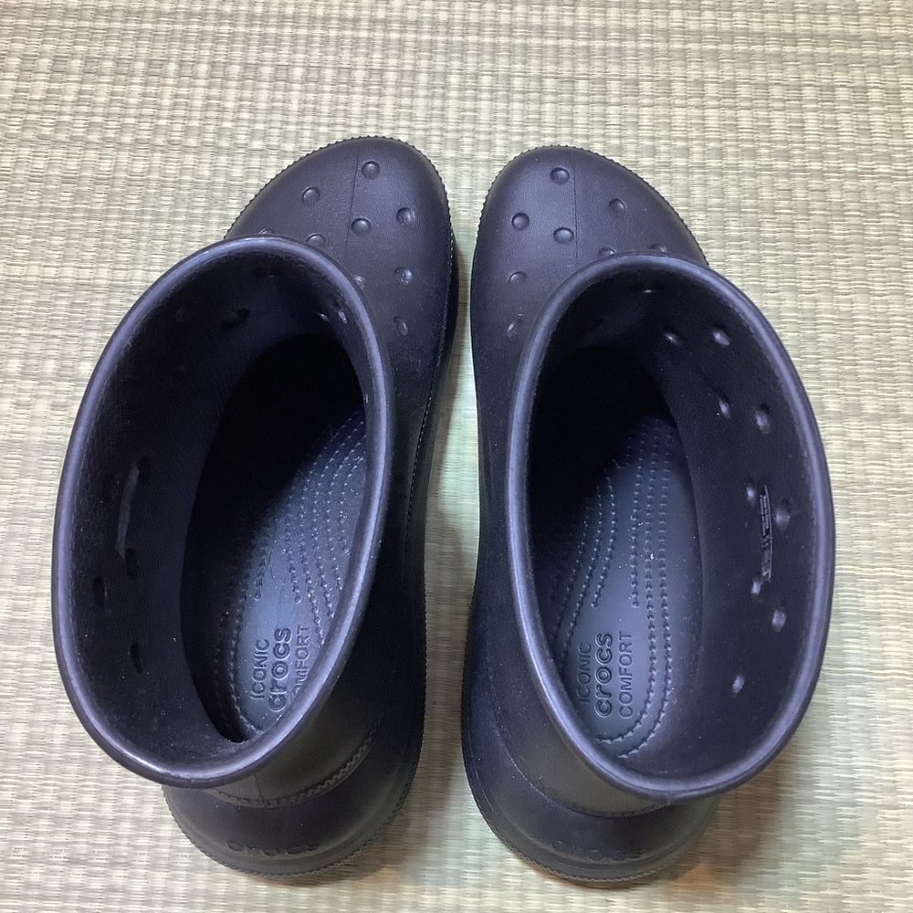 Crocs Black Crush Classic Platform Rain Boots Men’s 7 Women’s 9 - Picture 3 of 8